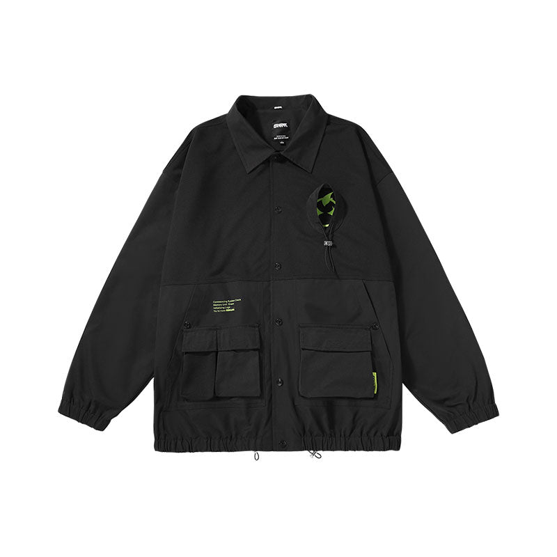 Cargo Style Lightning Doodle print stretchstring jacket with multiple