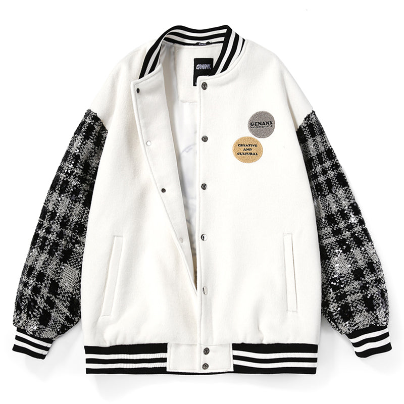 Textured Zip Up Baseball Collar Jacket main image 0