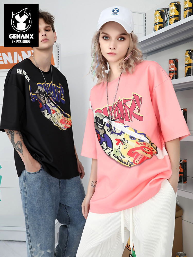 【 Fashion must-have 】 The space cotton short sleeves with a crossbody bag，let you travel easily!