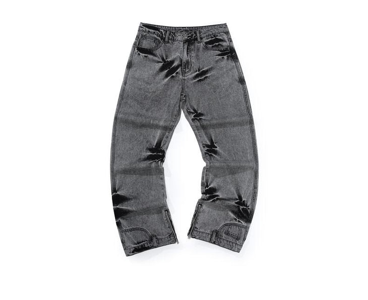 Street Retro Style Dark Grey Jeans with Zip