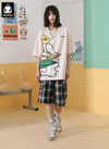 Bunny Print Space Cotton Dropped Sleeve Couple T-Shirt