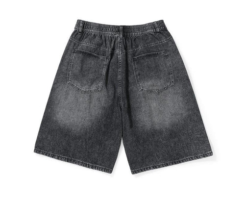 Detachable Gorpcore Pocket Loose Dark Grey Denim Shorts