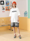Street Style Letter Graffiti Loose Dropped Shoulder Sleeve Cotton T-shirt