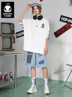 Letter Graffiti Print Batwing Sleeve Space Cotton T-Shirt