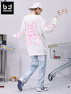 Bigdon pink bubble print crew-neck sleeved cotton hoodie
