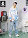 Daisy Print Tie Dye Crew Neck Sweatshirt