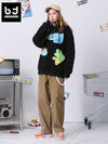 Fun spray paint graffiti print hoodie with rotator cuff kangaroo hood and fleece hoodie