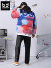 Color contrast splicing dazzling ink print down sleeve white duck down jacket