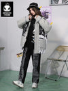 Gray Spliced Hook-And-Loop Padded Coat