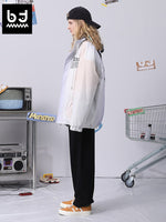 Apricot purple letter-printed drawstring stand-up collar with rotator sleeves closed sleeves padded jacket