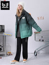 Gradient letter label removable wing drop shoulder white down jacket