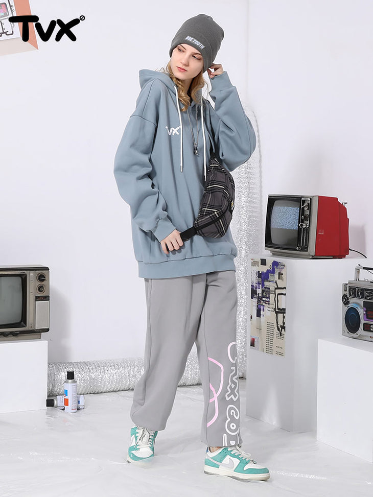 Colorful letter-printed drawstring stretch pants with waist and leg girdle cotton sweatpants