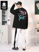 Glitz spray-painted graffiti letter-print loose shoulder neck hoodie