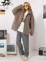 Simple style TV applique cloth embroidered fleece stand collar jacket