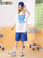 Simple style basic letter-printed cotton five-point sleeve round neck T-shirt