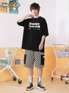 Micro tide wind letter print multi-color optional couple round neck T-shirt