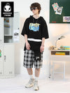 Color Block Teeth Letter Print Hooded T-Shirt