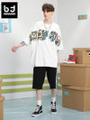 OVERSIZE Style Colorful Chinese character cloth embroidered T-shirt