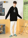 Color contrast patchwork braid with side stripes elastic drawstring casual pants