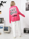 Street creative lettering graffiti print loose shoulder cotton crew-neck hoodie