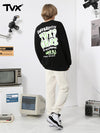 Street creative lettering graffiti print loose shoulder cotton crew-neck hoodie