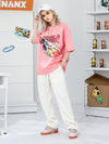Fun Chest Bag English Print Space cotton sleeved round neck T-shirt