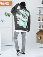 Hand-painted graffiti letters crossbody bag printed zipper space cotton off-shoulder hoodie