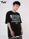 Street style digital English print loose sleeved cotton T-shirt