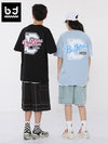 Street style English letter print loose sleeved cotton T-shirt