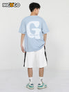 Letter G printed loose sleeved cotton round neck T-shirt