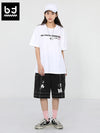 Street style English letter print loose sleeved cotton T-shirt