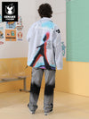 American fun gradient color portrait graffiti print button stretch rope jacket