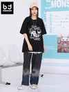 Yi Shiqi &bt joint comic letter printing cotton T-shirt