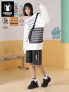 Letter full print shoulder bag with fabric webbing zip pocket space cotton hoodie