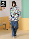 Abstract graffiti print hooded, sleeved, oil-proof, stain-proof, waterproof jacket