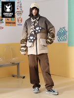 Cat's paw scarf embroidered printed lamb velvet waterproof and oil proof eider down jacket
