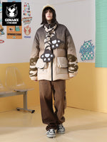 Cat's paw scarf embroidered printed lamb velvet waterproof and oil proof eider down jacket