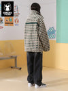 Vintage chequered chequered lettering insignia Lamb wool thickened warm padded coat