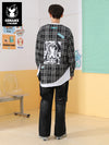 Irregular material patchwork plaid printed pattern patch cloth small label hoodie