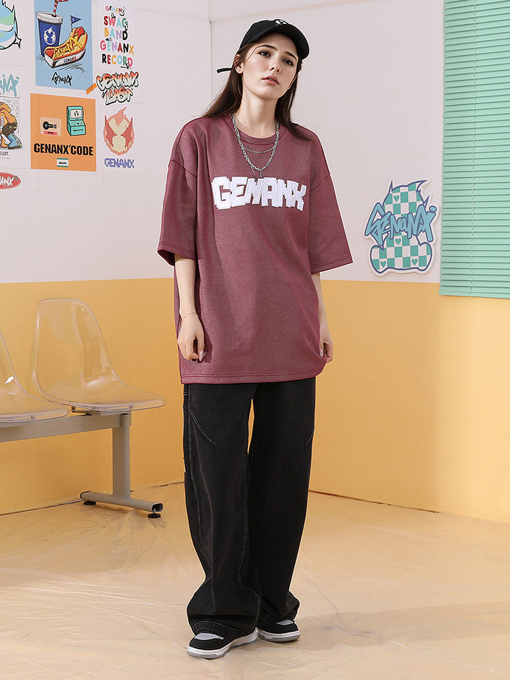 Starry Starry Sky LOGO embroidered heavy round neck T-shirt
