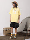 Fabric splicing new fine cotton waterproof printed loose off sleeve T-shirt