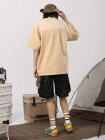 Fabric splicing new fine cotton waterproof printed loose off sleeve T-shirt
