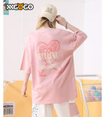 Love letters printed couple five-sleeve cotton T-shirt