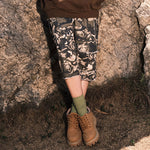 【GENANX2024NEW】Vintage cargo style camo print multi-pocket cotton capri casual pants