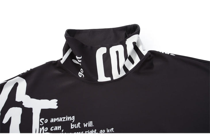 Extra loose Lightning monogram print with collar drop rotator cuff hoodiet