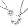 XXOFF rantai gantung huruf baja titanium jahitan putih perak kalung pasangan bulan matahari