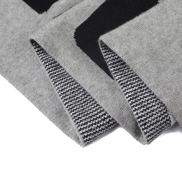 【GENANX2024NEW】Grey and white mixed English jacquard knitted scarf