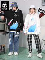 Japanese And Korean Style Print Crew Neck Sweatshirt