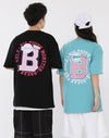 Street style Letter B English print loose round neck cotton T-shirt