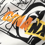 Street-hip hop alphabet graffiti apricot round neck cotton T-shirt